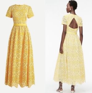 J. Crew Sunshine Yellow Floral Lace Maxi Dress